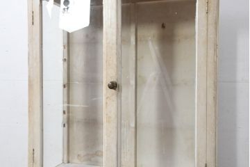 和製アンティーク　シャビーシックな雰囲気が味わい深いケビントガラスケース(ショーケース、飾り棚、陳列棚、収納棚、戸棚、デンタルケース、デンタルキャビネット)(R-082138)