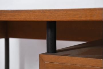 和製ビンテージ　天童木工(Tendo)　名作!!　洗練されたデザインがお洒落!!北欧スタイルにおすすめのチーク材製デスク(机、片袖机、ワークデスク、在宅用、在宅ワーク用、ヴィンテージ)(R-082142)
