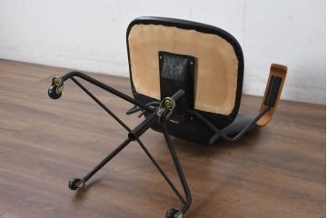 和製ビンテージ　美品　剣持勇デザイン　天童木工　カブトチェア　ヴィンテージスタイルのお部屋作りに活躍する男前なデスクチェア(キャスターチェア、椅子、イス、回転チェア、アームチェア)(R-082143)