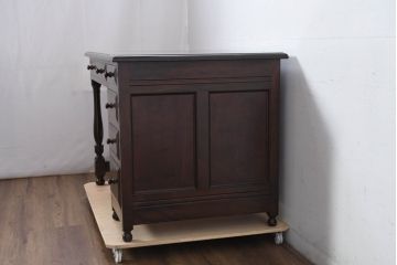 中古　松本民芸家具　T型片袖机　美しい木目とクラシカルな佇まいが魅力的なデスク(机、ワークデスク、在宅用、在宅ワーク用)(定価約42万円)(R-082144)