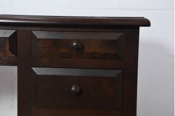 中古　松本民芸家具　T型片袖机　美しい木目とクラシカルな佇まいが魅力的なデスク(机、ワークデスク、在宅用、在宅ワーク用)(定価約42万円)(R-082144)