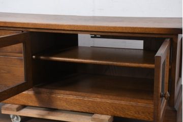 中古　インテリアえぞ(EZO)　クレア(CREA)　深みのある色合いと堂々とした佇まいが魅力的なローボード(TV台、TVボード、リビングボード、収納棚、戸棚)(定価約16万円)(R-082146)