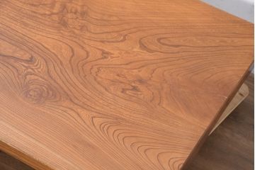 和製ビンテージ　総欅(ケヤキ)材　杢目の美しさが際立つ一枚板が魅力の座卓(ローテーブル、センターテーブル、リビングテーブル、ヴィンテージ)(R-082152)