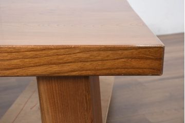 和製ビンテージ　総欅(ケヤキ)材　杢目の美しさが際立つ一枚板が魅力の座卓(ローテーブル、センターテーブル、リビングテーブル、ヴィンテージ)(R-082152)
