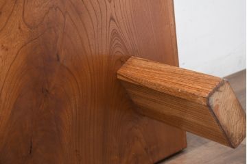 和製ビンテージ　総欅(ケヤキ)材　杢目の美しさが際立つ一枚板が魅力の座卓(ローテーブル、センターテーブル、リビングテーブル、ヴィンテージ)(R-082152)