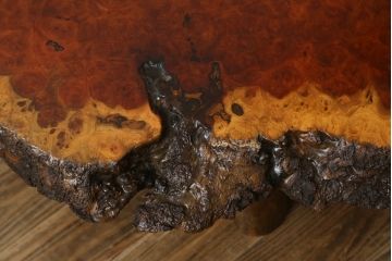 和製ビンテージ　花梨(カリン材)　貴重な鳥眼杢が魅力的な座卓(ローテーブル、センターテーブル、リビングテーブル、ヴィンテージ、バーズアイ)(R-082153)