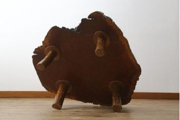 和製ビンテージ　花梨(カリン材)　貴重な鳥眼杢が魅力的な座卓(ローテーブル、センターテーブル、リビングテーブル、ヴィンテージ、バーズアイ)(R-082153)