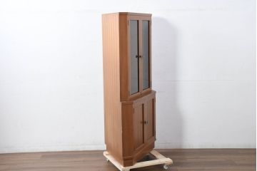 和製ビンテージ　チーク材　お部屋の角を有効利用できるシンプルなコーナーキャビネット(コーナーラック、飾り棚、収納棚、戸棚、カップボード、ヴィンテージ)(R-082155)