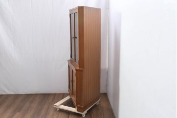 和製ビンテージ　チーク材　お部屋の角を有効利用できるシンプルなコーナーキャビネット(コーナーラック、飾り棚、収納棚、戸棚、カップボード、ヴィンテージ)(R-082155)