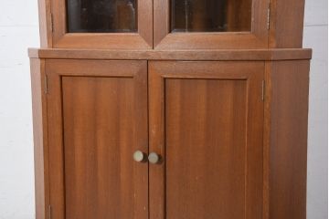 和製ビンテージ　チーク材　お部屋の角を有効利用できるシンプルなコーナーキャビネット(コーナーラック、飾り棚、収納棚、戸棚、カップボード、ヴィンテージ)(R-082155)