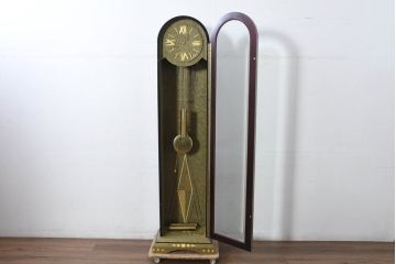 中古　美品　ARTEM(アルテム)社製　Diamantini Domeniconi(ディアマンティーニ　ドメニコーニ)　バーズアイメープル　端正な作りの真鍮(しんちゅう)象嵌入りホールクロック(時計台、振り子時計、ディスプレイ)(定価約50万円)(R-082157)