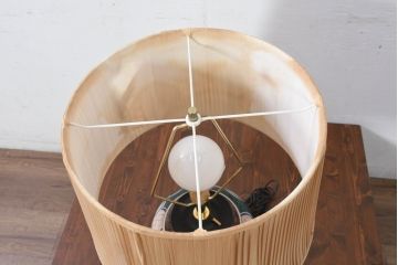 中古　高級品!!　高島屋デパート購入　九谷焼　鮮やかな色使いの花鳥図が美しいテーブルスタンド(テーブルランプ、テーブルライト、デスクスタンド、スタンドライト、卓上照明、間接照明)(定価約8万円)(R-082162)