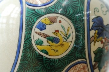中古　高級品!!　高島屋デパート購入　九谷焼　鮮やかな色使いの花鳥図が美しいテーブルスタンド　定価約8万円　(R-082162)
