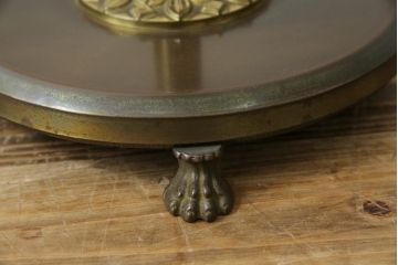 イタリアビンテージ　高級品　2灯　真鍮(しんちゅう)フレーム　凝った作りの上品なフロアスタンド(スタンドライト、スタンド照明、シェードライト、布シェード、ヴィンテージ)(R-082166)
