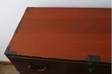 和製アンティーク　明治大正期　漆溜め塗り　時代を経て深みを増した味わいが魅力的な関西衣装箪笥(和たんす、衣装タンス、収納箪笥、整理箪笥、引き出し、時代箪笥)(R-082172)
