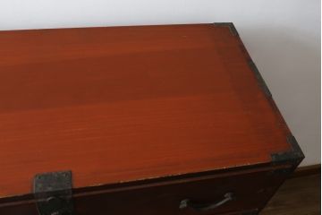 和製アンティーク　明治大正期　漆溜め塗り　時代を経て深みを増した味わいが魅力的な関西衣装箪笥(和たんす、衣装タンス、収納箪笥、整理箪笥、引き出し、時代箪笥)(R-082172)