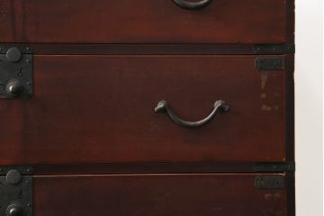 和製アンティーク　明治大正期　漆溜め塗り　時代を経て深みを増した味わいが魅力的な関西衣装箪笥(和たんす、衣装タンス、収納箪笥、整理箪笥、引き出し、時代箪笥)(R-082172)