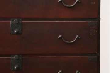 和製アンティーク　明治大正期　漆溜め塗り　時代を経て深みを増した味わいが魅力的な関西衣装箪笥(和たんす、衣装タンス、収納箪笥、整理箪笥、引き出し、時代箪笥)(R-082172)