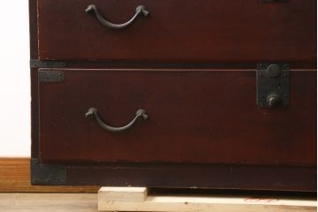 和製アンティーク　明治大正期　漆溜め塗り　時代を経て深みを増した味わいが魅力的な関西衣装箪笥(和たんす、衣装タンス、収納箪笥、整理箪笥、引き出し、時代箪笥)(R-082172)