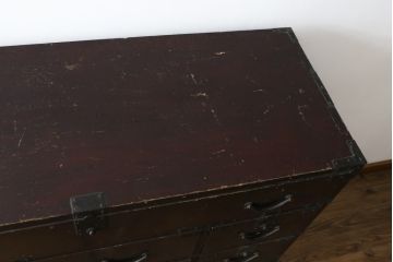 和製アンティーク　上手物!!　大振り!!　総桐(キリ)材　シックで重量感ある佇まいが魅力の総桐関西衣装箪笥(和たんす、衣装タンス、収納箪笥、整理箪笥、引き出し、時代箪笥)(R-082173)