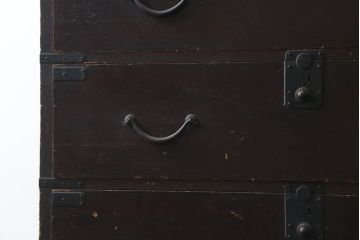 和製アンティーク　上手物!!　大振り!!　総桐(キリ)材　シックで重量感ある佇まいが魅力の総桐関西衣装箪笥(和たんす、衣装タンス、収納箪笥、整理箪笥、引き出し、時代箪笥)(R-082173)