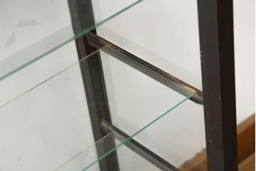 和製アンティーク　どこか懐かしさを感じる小振りで薄型の商店ガラスケース(Gケース、ショーケース、ディスプレイケース、コレクションケース、陳列棚、飾り棚、店舗什器)(R-082174)