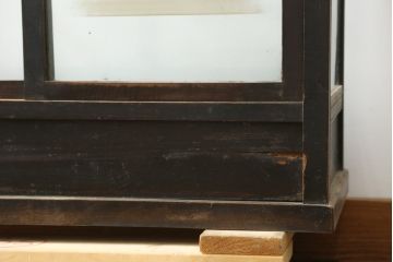 和製アンティーク　どこか懐かしさを感じる小振りで薄型の商店ガラスケース(Gケース、ショーケース、ディスプレイケース、コレクションケース、陳列棚、飾り棚、店舗什器)(R-082174)