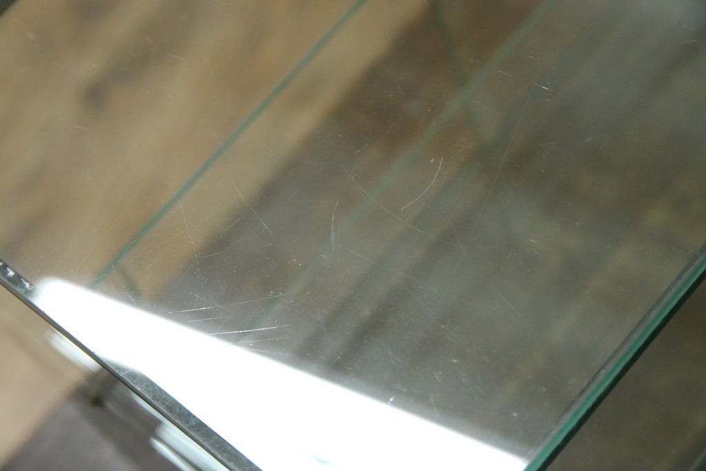 和製アンティーク　シンプルなデザインが取り入れやすい古い商店の卓上ガラスケース　(R-082175)