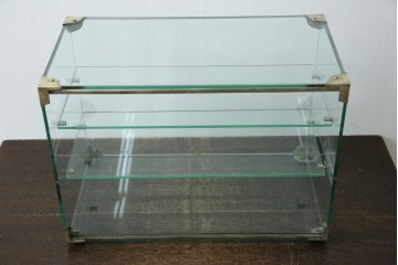 和製アンティーク　シンプルなデザインが取り入れやすい古い商店の卓上ガラスケース　(R-082175)