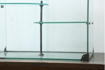 和製アンティーク　変わりデザインが珍しい古い商店の卓上ガラスケース(Gケース、ショーケース、ディスプレイケース、コレクションケース、飾り棚、陳列棚、店舗什器)(R-082176)