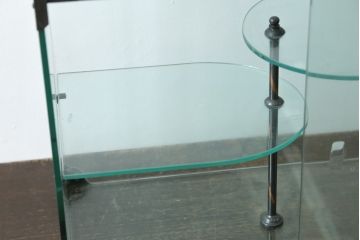 和製アンティーク　変わりデザインが珍しい古い商店の卓上ガラスケース(Gケース、ショーケース、ディスプレイケース、コレクションケース、飾り棚、陳列棚、店舗什器)(R-082176)