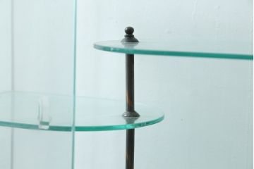 和製アンティーク　変わりデザインが珍しい古い商店の卓上ガラスケース(Gケース、ショーケース、ディスプレイケース、コレクションケース、飾り棚、陳列棚、店舗什器)(R-082176)