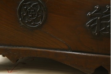 韓国アンティーク　希少な縦型　重厚な雰囲気あふれる2段作りの李朝バンダチ(バンダジ、半閉櫃、李朝箪笥、時代箪笥、収納箪笥、サイドキャビネット)(R-082179)