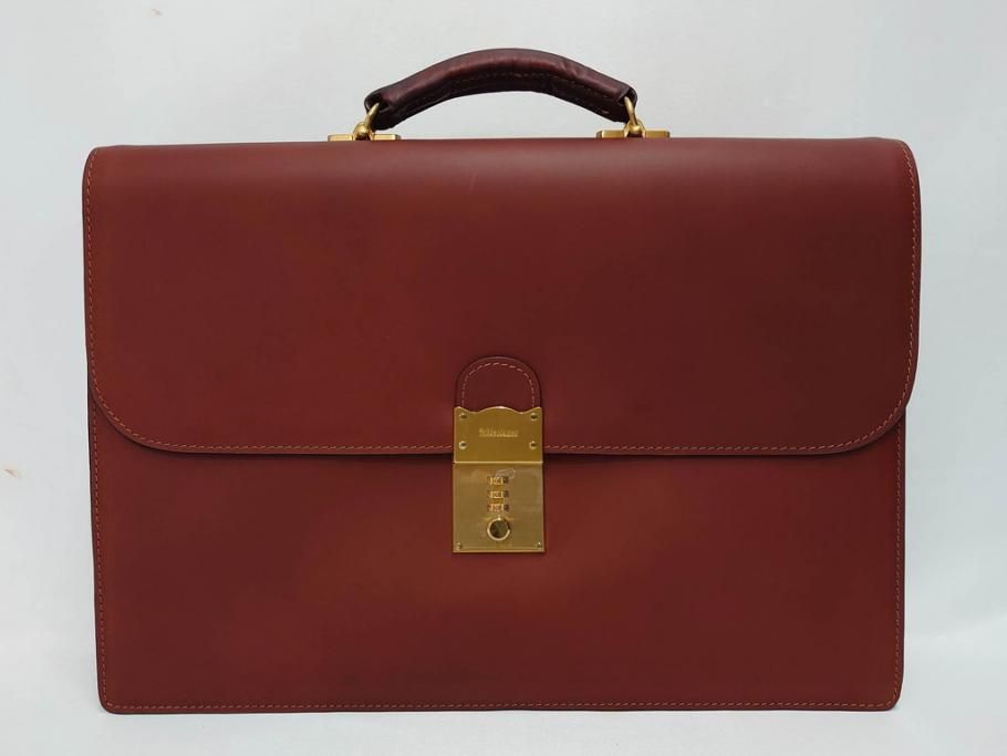 アメリカ製　Schlesinger(シュレジンジャー)　上品な佇まいの革製のダイヤルロック付きビジネスバッグ　(R-082189)