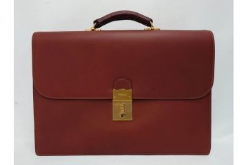 アメリカ製　Schlesinger(シュレジンジャー)　上品な佇まいの革製のダイヤルロック付きビジネスバッグ　(R-082189)