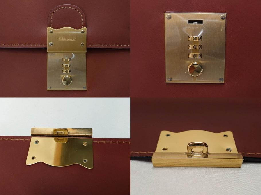 アメリカ製　Schlesinger(シュレジンジャー)　上品な佇まいの革製のダイヤルロック付きビジネスバッグ　(R-082189)