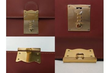 アメリカ製　Schlesinger(シュレジンジャー)　上品な佇まいの革製のダイヤルロック付きビジネスバッグ　(R-082189)