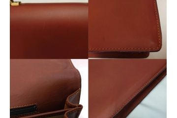 アメリカ製　Schlesinger(シュレジンジャー)　上品な佇まいの革製のダイヤルロック付きビジネスバッグ　(R-082189)