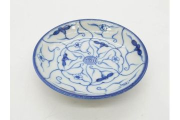 江戸〜明治期　古伊万里　染付　なずな文　約11cm　3.5寸　流れるような花の絵付けが可愛らしい小皿5枚セット(和皿、和食器、裏印、三寸五分)(R-082194)