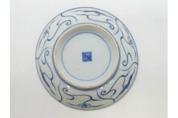 江戸〜明治期　古伊万里　染付　なずな文　約11cm　3.5寸　流れるような花の絵付けが可愛らしい小皿5枚セット(和皿、和食器、裏印、三寸五分)(R-082194)