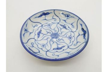 江戸〜明治期　古伊万里　染付　なずな文　約11cm　3.5寸　流れるような花の絵付けが可愛らしい小皿5枚セット(和皿、和食器、裏印、三寸五分)(R-082194)