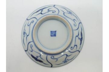 江戸〜明治期　古伊万里　染付　なずな文　約11cm　3.5寸　流れるような花の絵付けが可愛らしい小皿5枚セット(和皿、和食器、裏印、三寸五分)(R-082194)