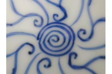 江戸〜明治期　古伊万里　染付　なずな文　約11cm　3.5寸　流れるような花の絵付けが可愛らしい小皿5枚セット(和皿、和食器、裏印、三寸五分)(R-082194)