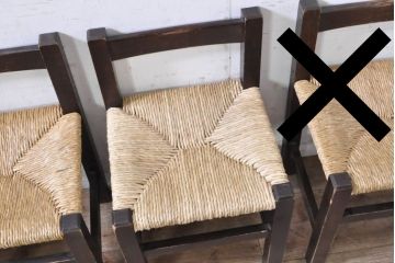  和製ビンテージ　松本民芸家具　アジアンテイストのお部屋におすすめのシンプルでお洒落なラッシチェア2脚セット(ダイニングチェア、椅子、イス、ヴィンテージ)(R-082195)