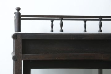 和製アンティーク　大正ロマン　天飾り付き　おしゃれなディスプレイが叶うタバコ屋さんの薄型ガラスケース(ショーケース、Gケース、陳列棚、飾り棚、コレクションケース、キャビネット、たばこ、煙草、店舗什器)(R-082196)