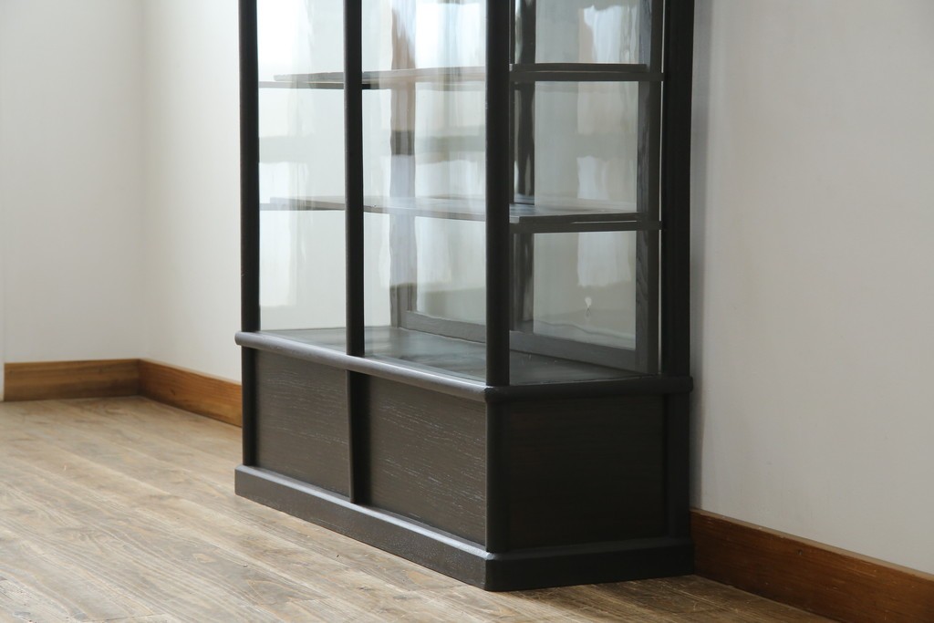 和製アンティーク　大正ロマン　天飾り付き　おしゃれなディスプレイが叶うタバコ屋さんの薄型ガラスケース　(R-082196)