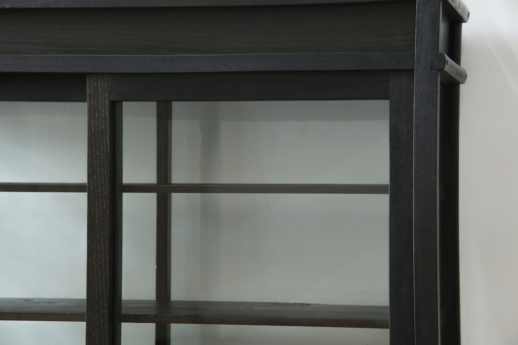 和製アンティーク　大正ロマン　天飾り付き　おしゃれなディスプレイが叶うタバコ屋さんの薄型ガラスケース　(R-082196)