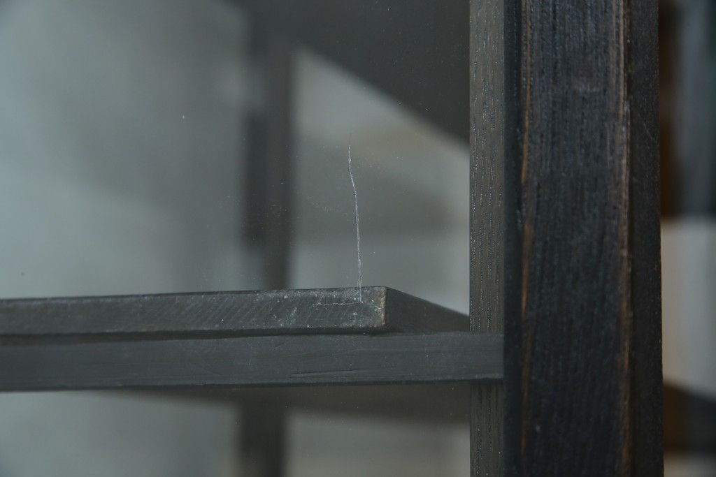 和製アンティーク　大正ロマン　天飾り付き　おしゃれなディスプレイが叶うタバコ屋さんの薄型ガラスケース　(R-082196)