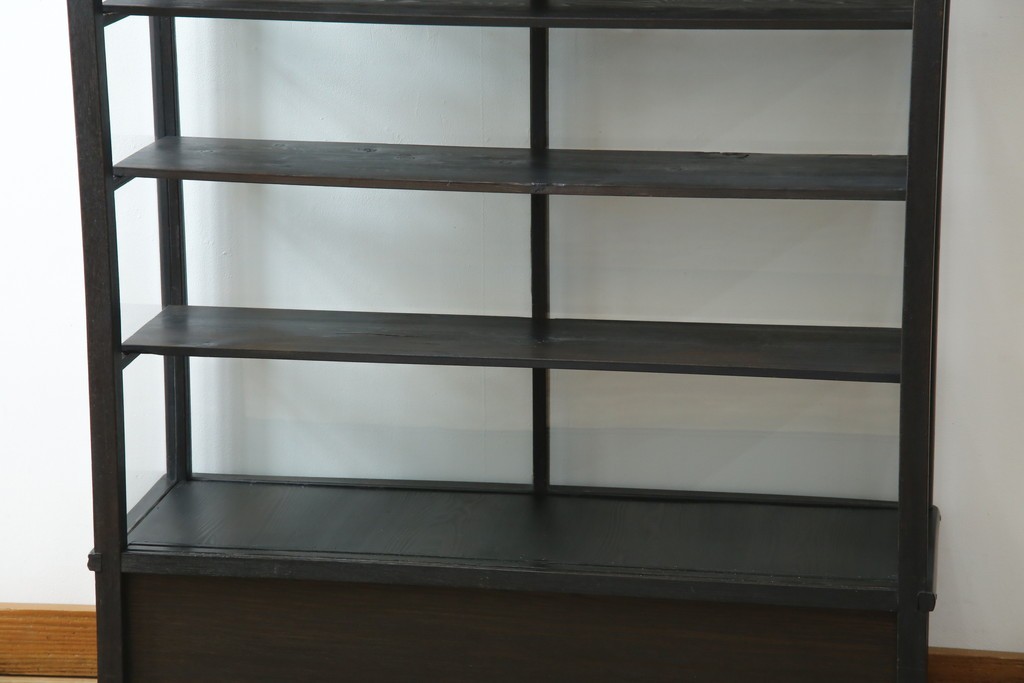 和製アンティーク　大正ロマン　天飾り付き　おしゃれなディスプレイが叶うタバコ屋さんの薄型ガラスケース　(R-082196)