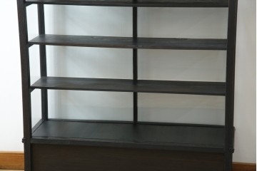 和製アンティーク　大正ロマン　天飾り付き　おしゃれなディスプレイが叶うタバコ屋さんの薄型ガラスケース　(R-082196)